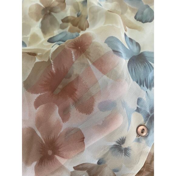 90's vintage chiffon floral collared button up blouse MEDIUM - Picture 6 of 7